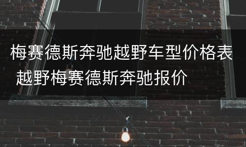 梅赛德斯奔驰越野车型价格表 越野梅赛德斯奔驰报价