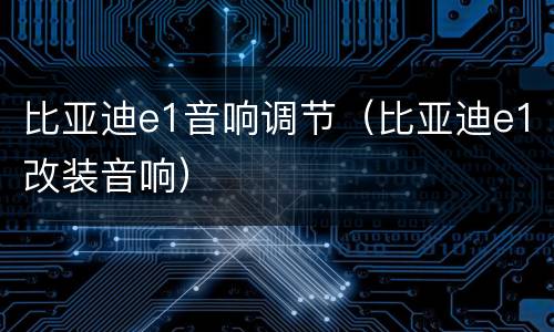 比亚迪e1音响调节（比亚迪e1改装音响）