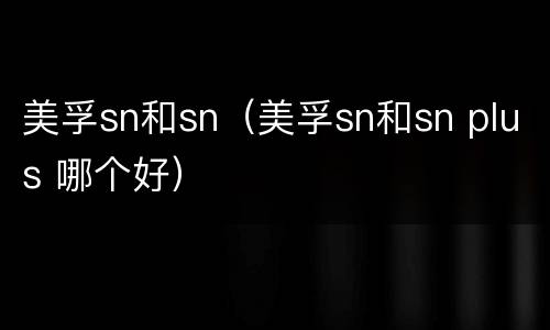 美孚sn和sn（美孚sn和sn plus 哪个好）