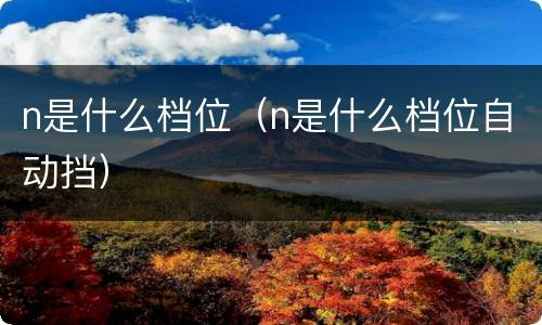 n是什么档位（n是什么档位自动挡）