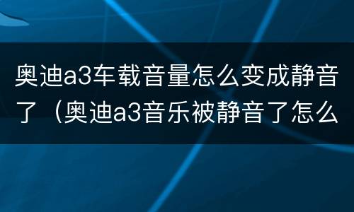 奥迪a3车载音量怎么变成静音了（奥迪a3音乐被静音了怎么操作开启）