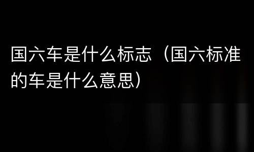 国六车是什么标志（国六标准的车是什么意思）