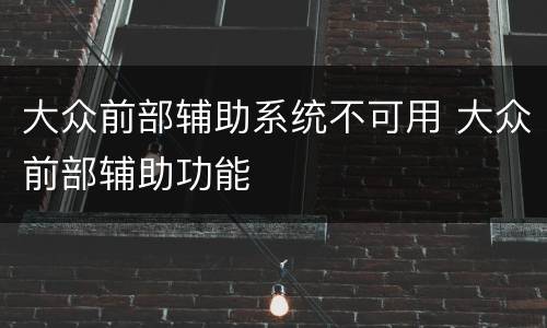 大众前部辅助系统不可用 大众前部辅助功能
