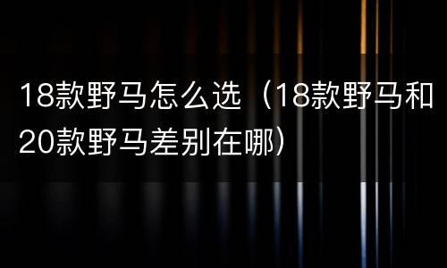 18款野马怎么选（18款野马和20款野马差别在哪）