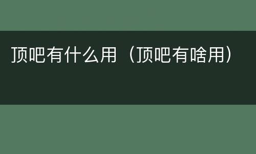 顶吧有什么用（顶吧有啥用）
