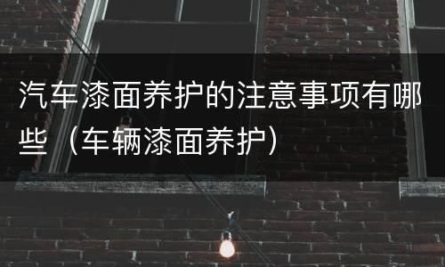 汽车漆面养护的注意事项有哪些（车辆漆面养护）