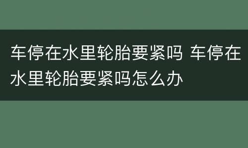 车停在水里轮胎要紧吗 车停在水里轮胎要紧吗怎么办