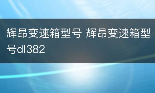 辉昂变速箱型号 辉昂变速箱型号dl382