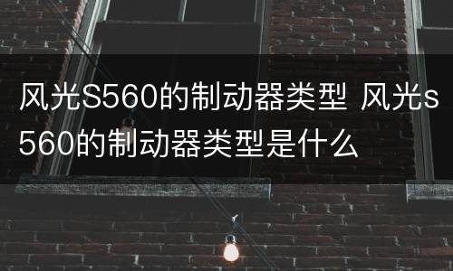 风光S560的制动器类型 风光s560的制动器类型是什么