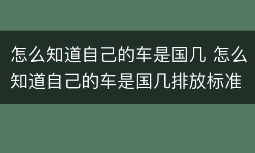 怎么知道自己的车是国几 怎么知道自己的车是国几排放标准