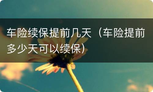 车险续保提前几天（车险提前多少天可以续保）