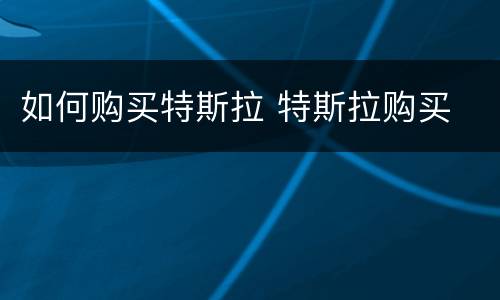 如何购买特斯拉 特斯拉购买