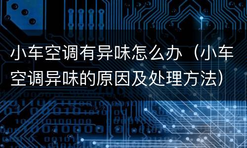 小车空调有异味怎么办（小车空调异味的原因及处理方法）