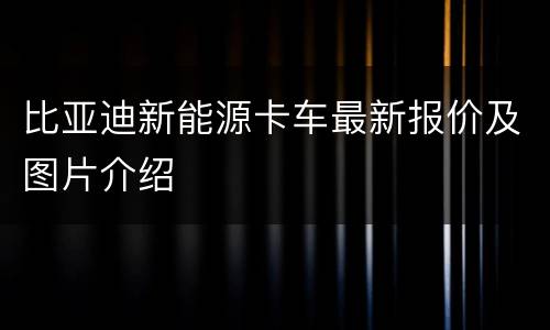 比亚迪新能源卡车最新报价及图片介绍
