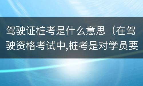 驾驶证桩考是什么意思（在驾驶资格考试中,桩考是对学员要求很高的）