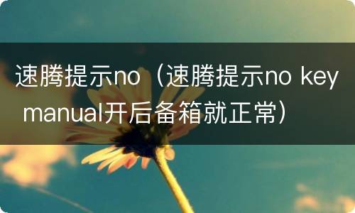 速腾提示no（速腾提示no key manual开后备箱就正常）