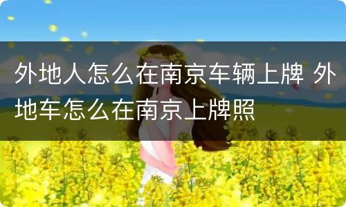 外地人怎么在南京车辆上牌 外地车怎么在南京上牌照