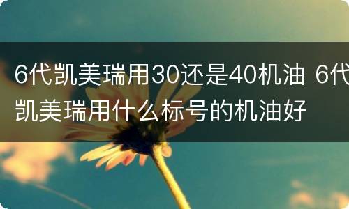 6代凯美瑞用30还是40机油 6代凯美瑞用什么标号的机油好