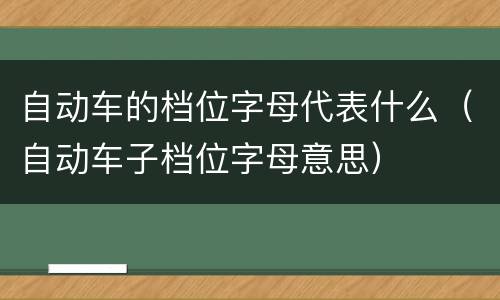 自动车的档位字母代表什么（自动车子档位字母意思）