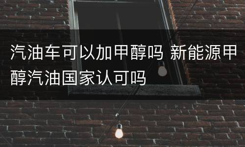 汽油车可以加甲醇吗 新能源甲醇汽油国家认可吗