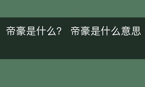 帝豪是什么？ 帝豪是什么意思