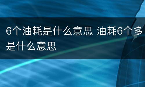6个油耗是什么意思 油耗6个多是什么意思