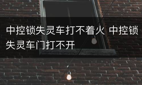 中控锁失灵车打不着火 中控锁失灵车门打不开