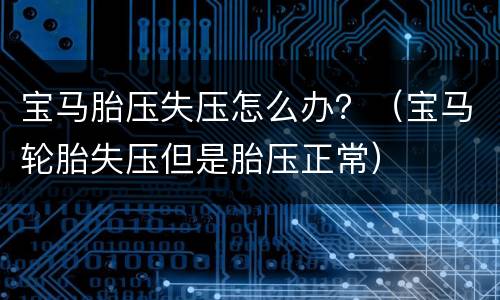 宝马胎压失压怎么办？（宝马轮胎失压但是胎压正常）