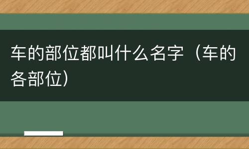 车的部位都叫什么名字（车的各部位）