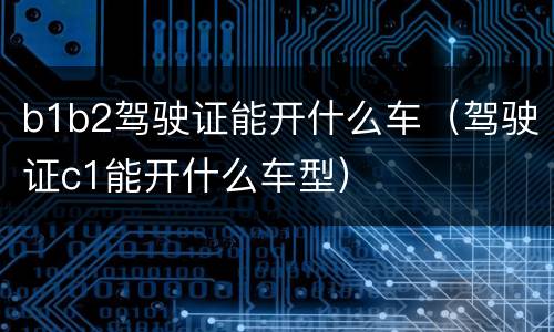 b1b2驾驶证能开什么车（驾驶证c1能开什么车型）