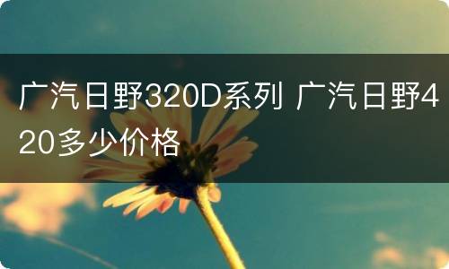 广汽日野320D系列 广汽日野420多少价格