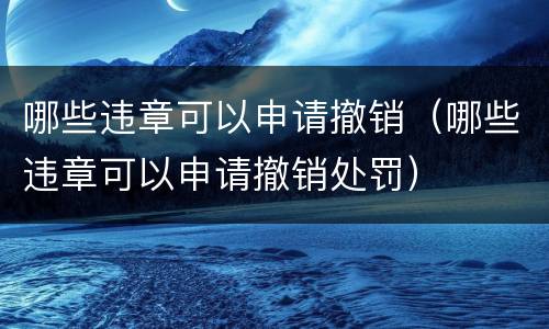 哪些违章可以申请撤销（哪些违章可以申请撤销处罚）