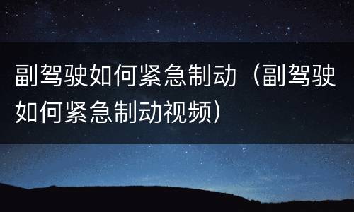 副驾驶如何紧急制动（副驾驶如何紧急制动视频）