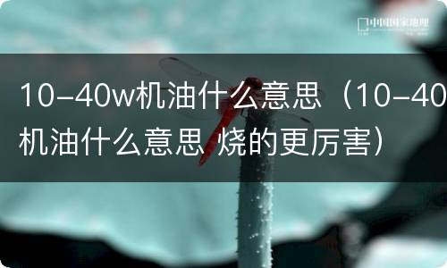 10-40w机油什么意思（10-40w机油什么意思 烧的更厉害）