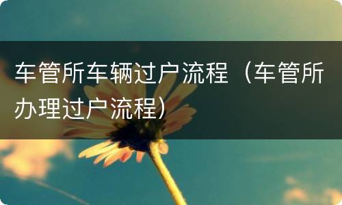 车管所车辆过户流程（车管所办理过户流程）