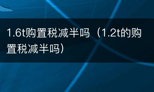 1.6t购置税减半吗（1.2t的购置税减半吗）