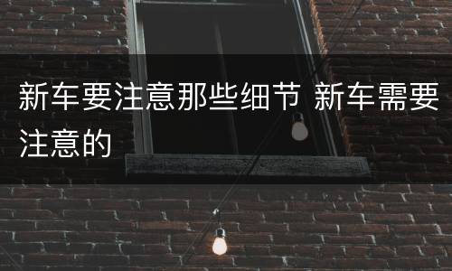 新车要注意那些细节 新车需要注意的