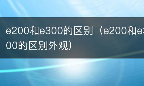 e200和e300的区别（e200和e300的区别外观）