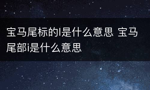 宝马尾标的I是什么意思 宝马尾部i是什么意思