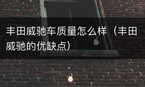 丰田威驰车质量怎么样（丰田威驰的优缺点）