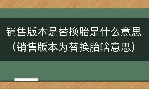销售版本是替换胎是什么意思（销售版本为替换胎啥意思）
