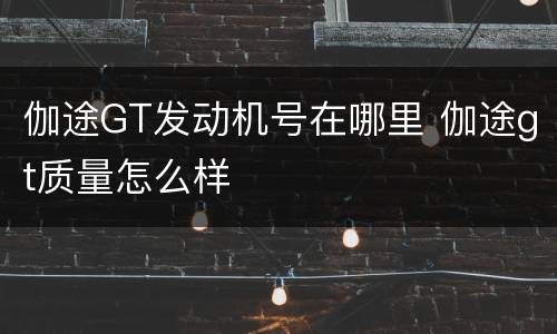 伽途GT发动机号在哪里 伽途gt质量怎么样