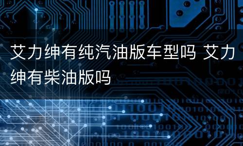 艾力绅有纯汽油版车型吗 艾力绅有柴油版吗