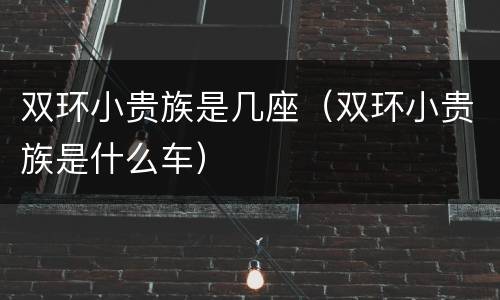 双环小贵族是几座（双环小贵族是什么车）