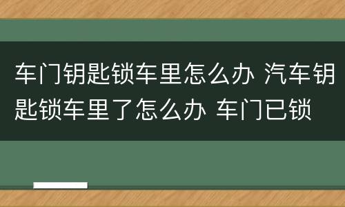 车门钥匙锁车里怎么办 汽车钥匙锁车里了怎么办 车门已锁