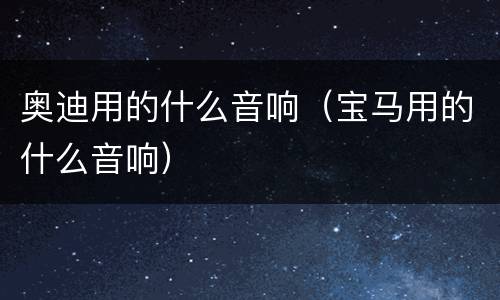 奥迪用的什么音响（宝马用的什么音响）