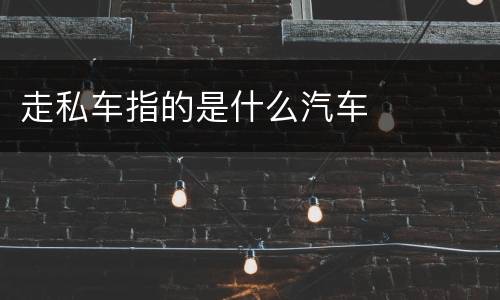 走私车指的是什么汽车