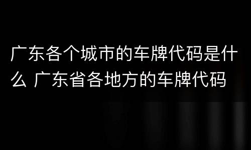 广东各个城市的车牌代码是什么 广东省各地方的车牌代码