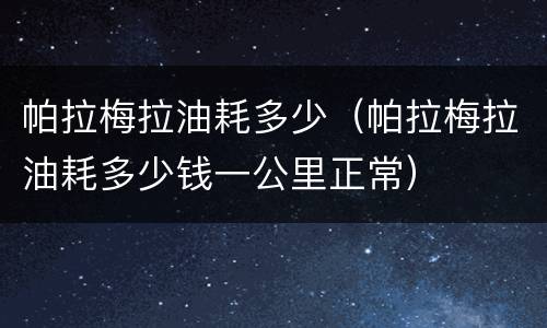 帕拉梅拉油耗多少（帕拉梅拉油耗多少钱一公里正常）