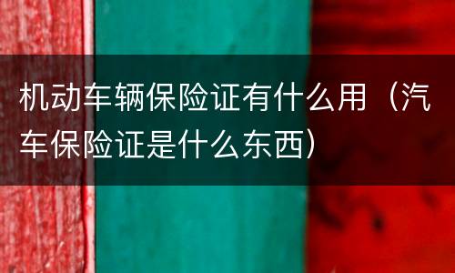 机动车辆保险证有什么用（汽车保险证是什么东西）
